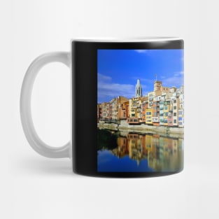 Pont de les peixateries velles Gerona Spain - A photo of water, buildings and sky Mug